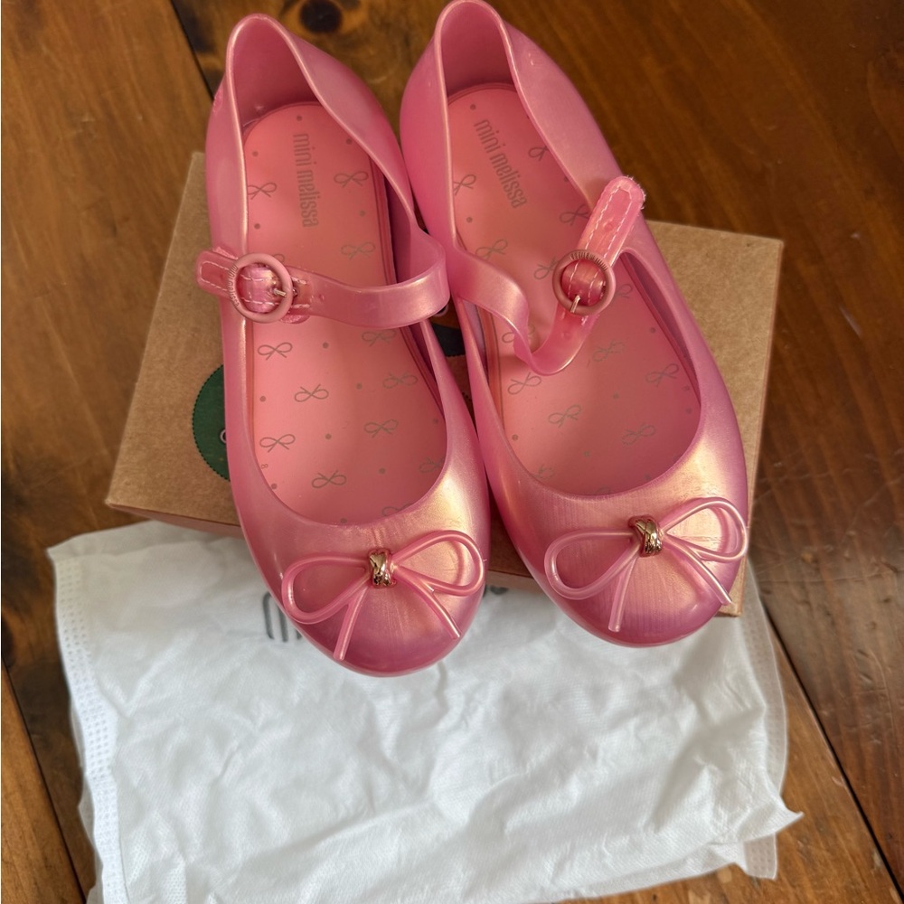 Mini Melissa Shimmering Pink Dress Shoes for Kids size 12